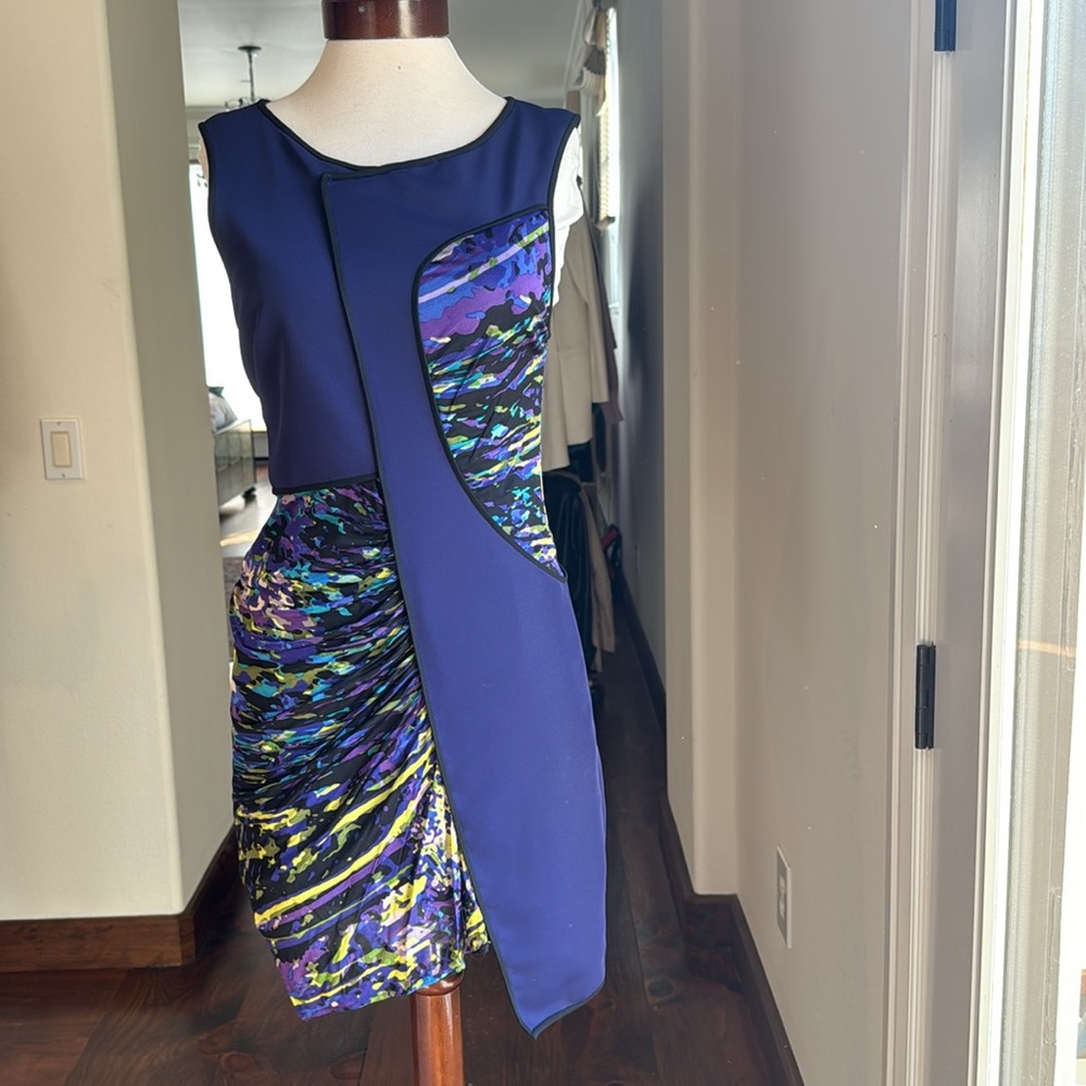 BCBGMaxAzria Asymmetrical Dress in Blue and Purple